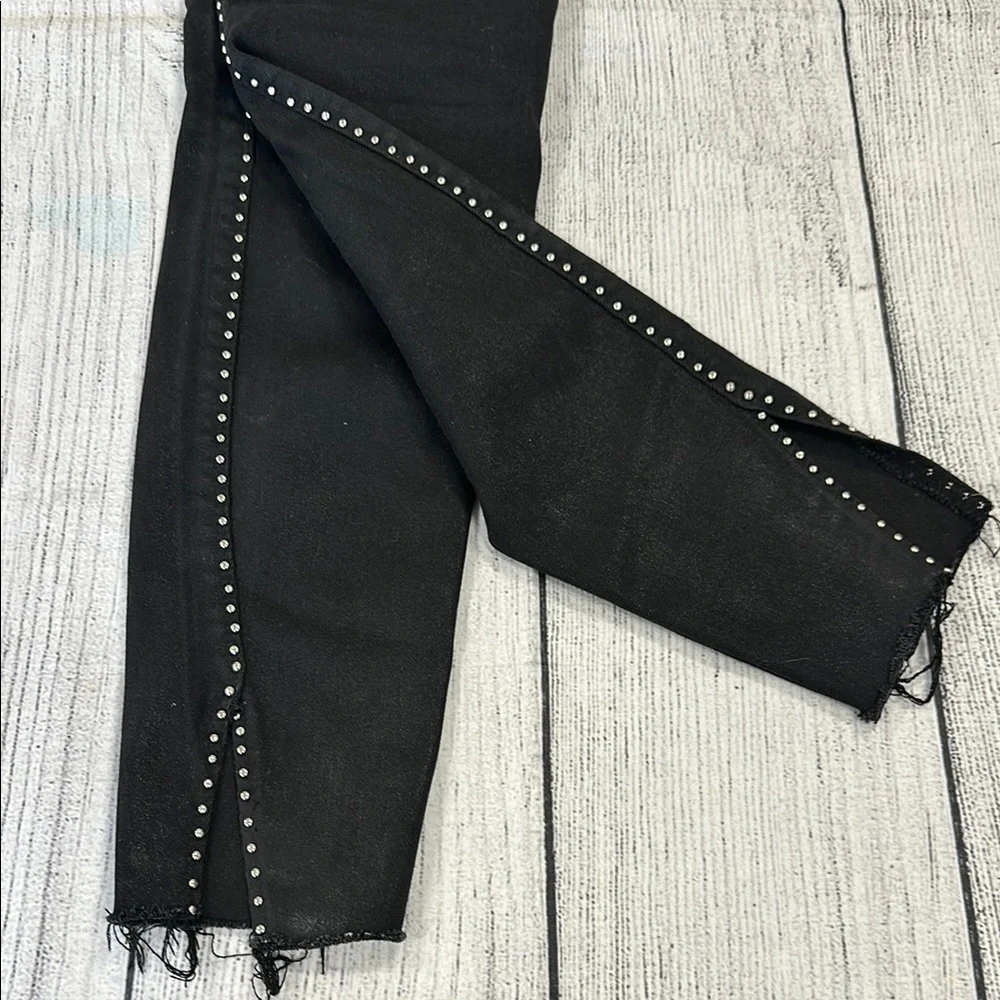 All Saints Sz 25 Miller Black Skinny Jeans w/Silver Studs - Picture 7 of 16